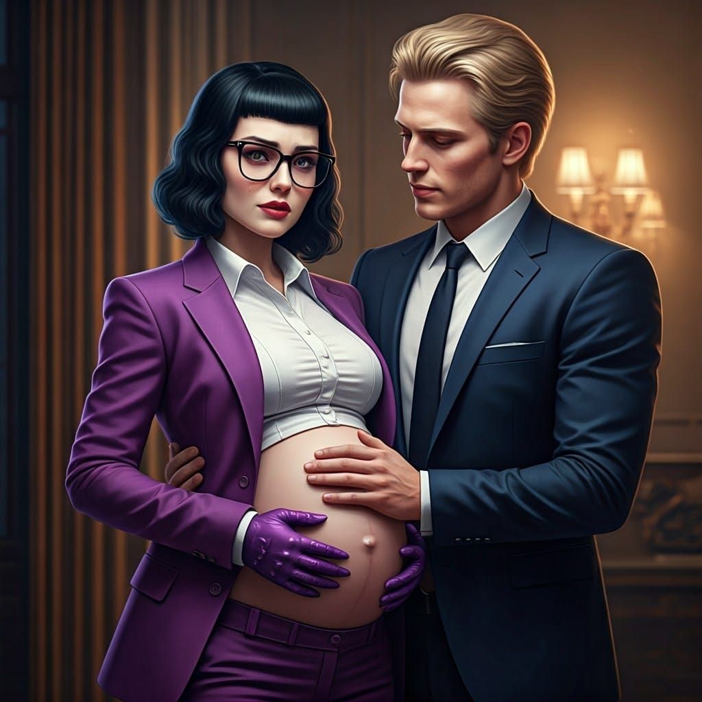 Pregnant Woman and Husband in Photorealistic Style