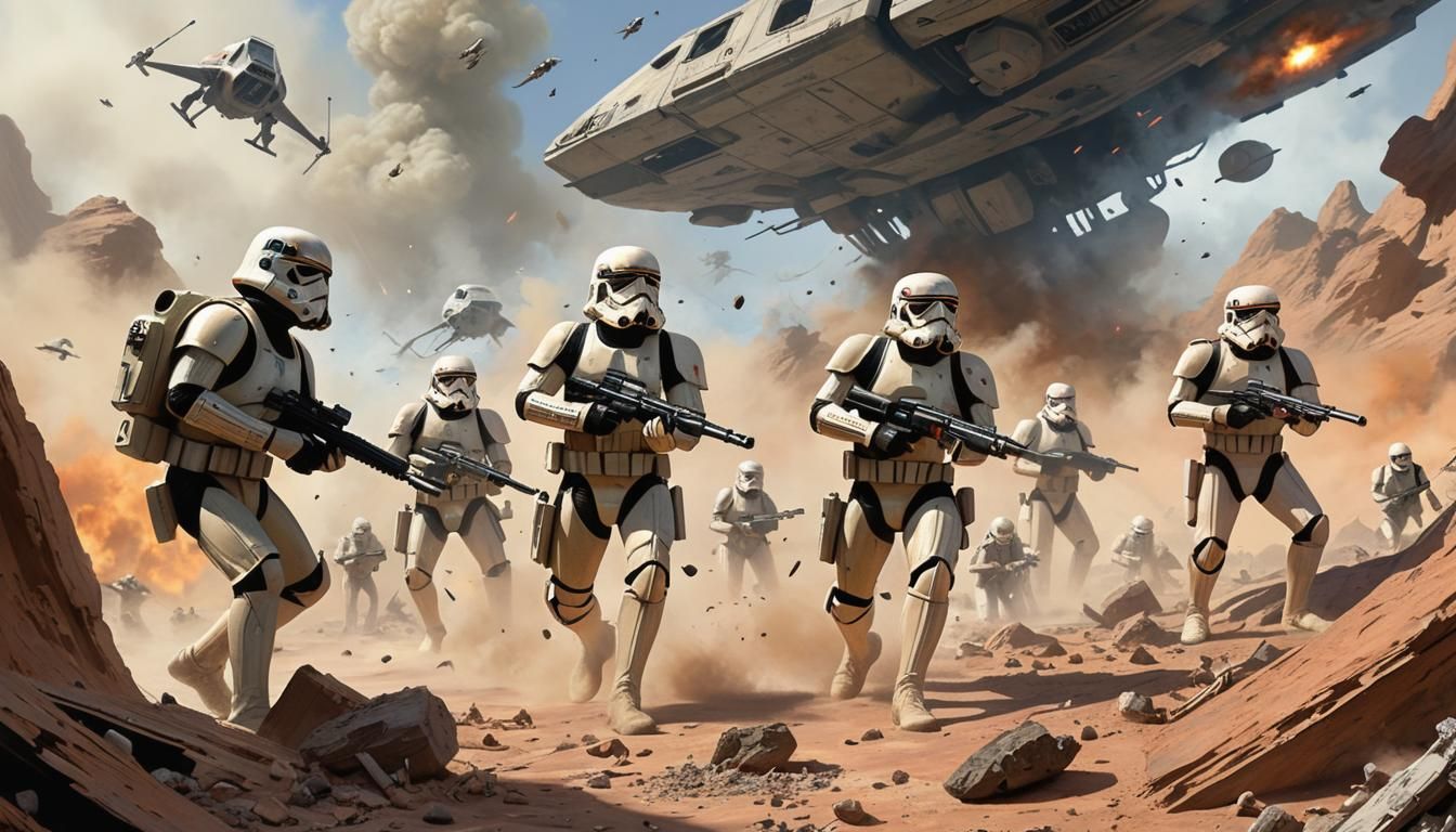 Luke Skywalker in Sci-Fi Battle Scene