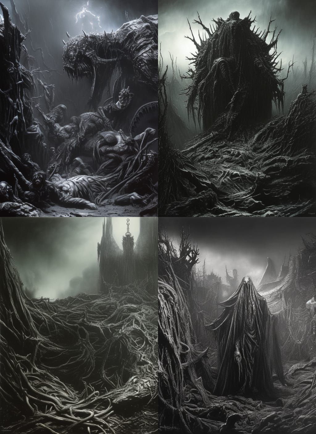 Zombified Wraith Rises: Dark Fantasy Charcoal Art