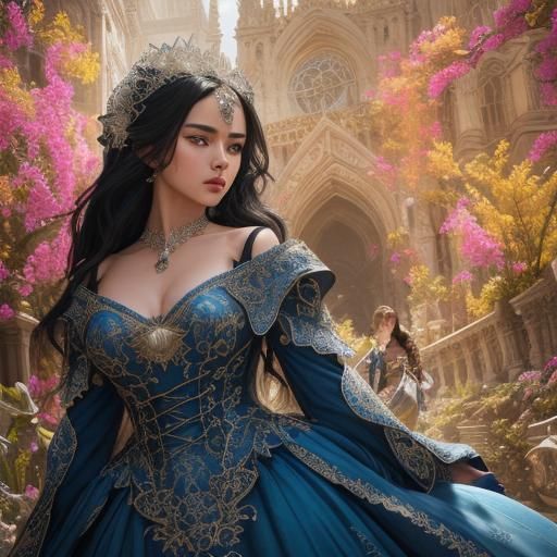 Detailed Portrait of Two Women in a Dramatic Style