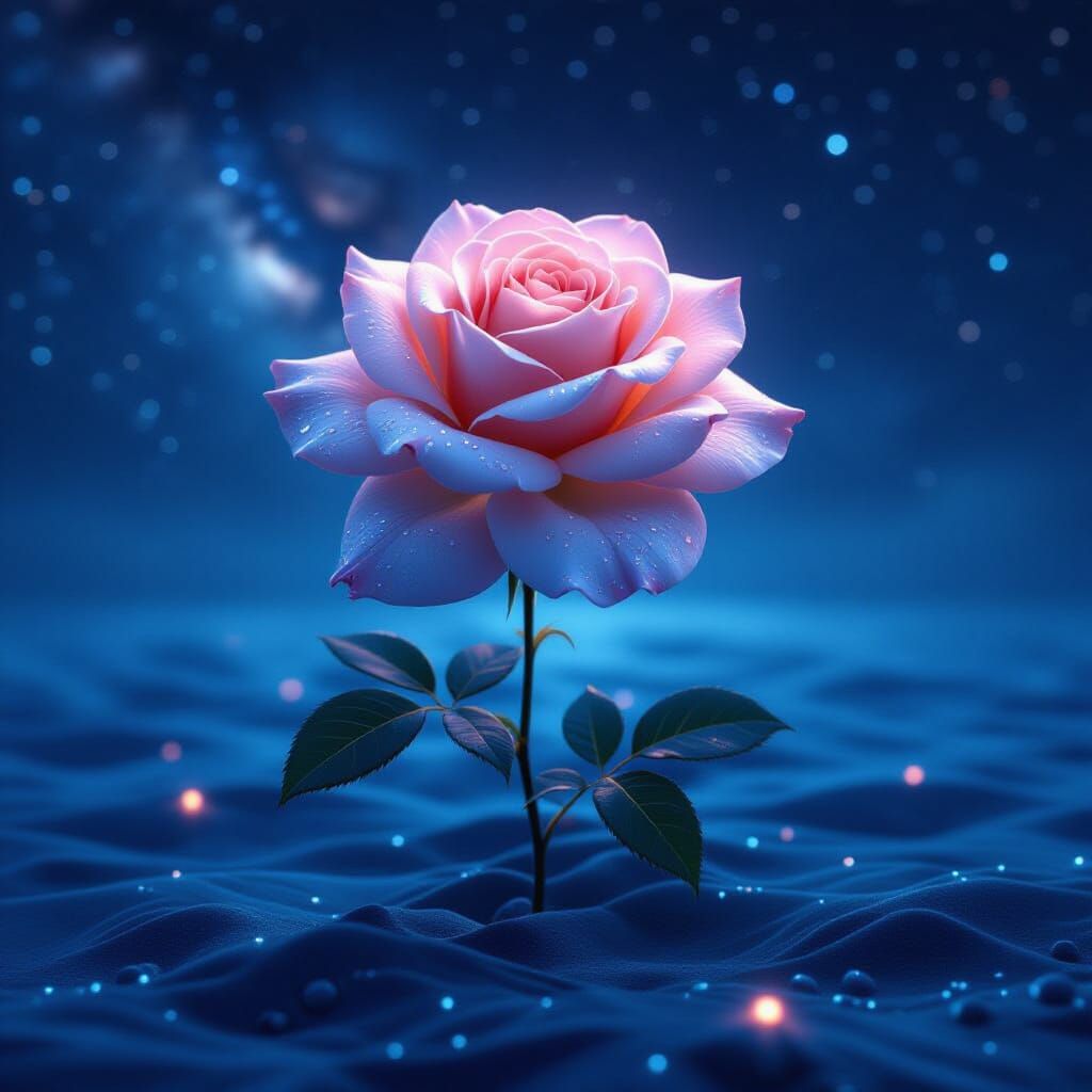 Rose in Bloom: Surreal Sci-Fi Dreamscape
