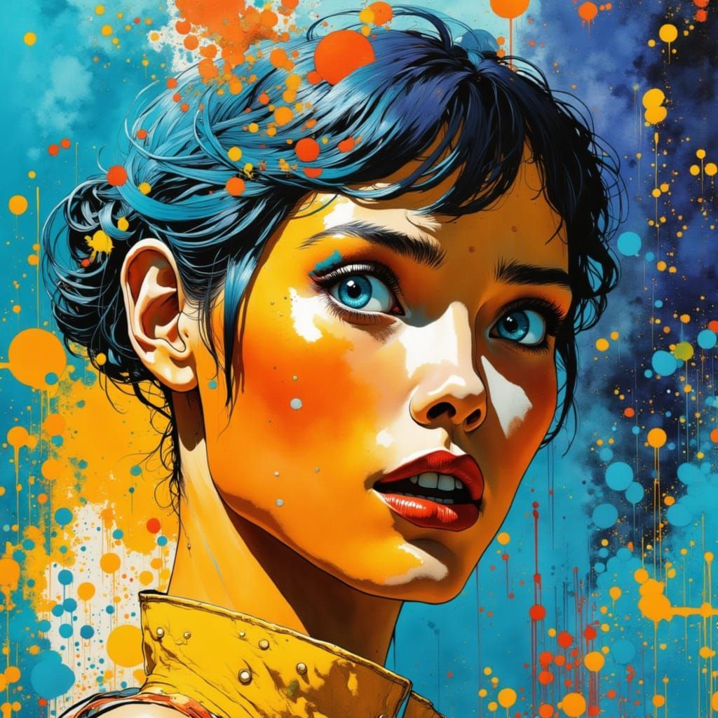 Woman in Vibrant, Abstract Expressionist Style