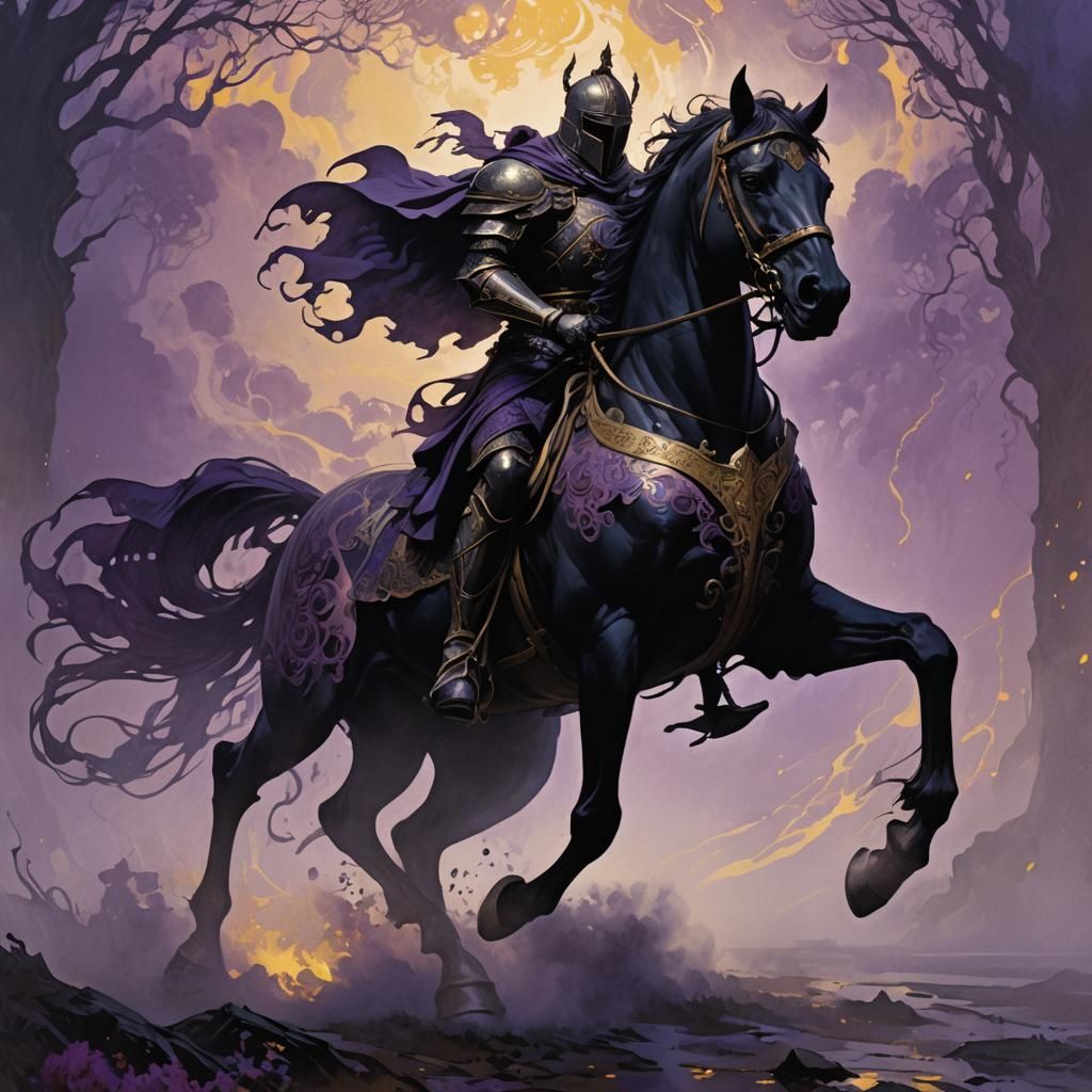 Black Knight in Fog: Dark Fantasy Art