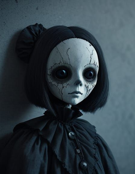 Eerie Macabre Doll with Rorschach Skin
