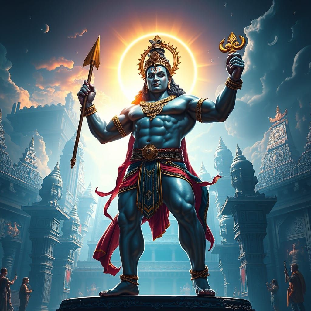 Majestic Lord Krishna as the World's Largest Bodybuilder