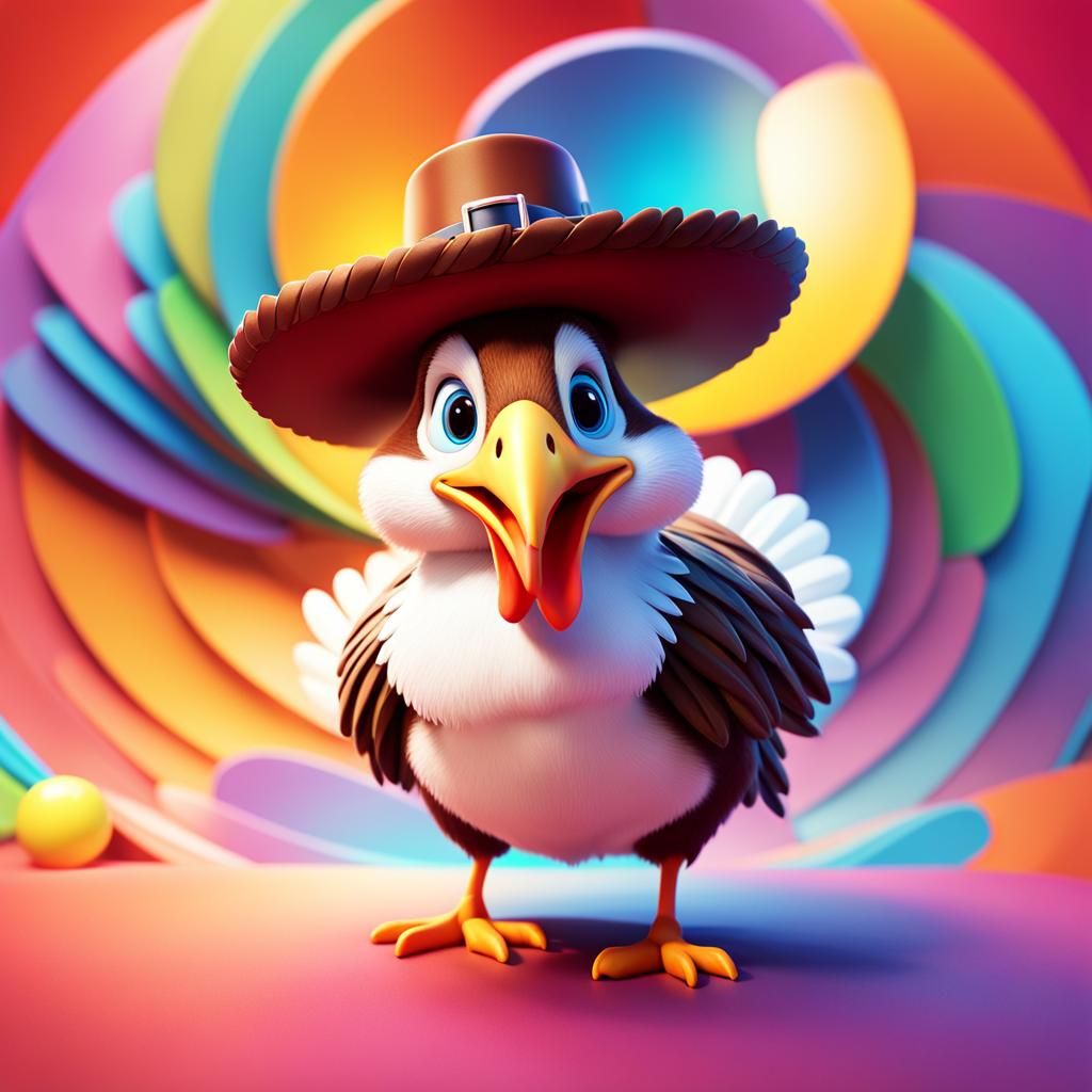 Hamster-Turkey Pilgrim in Pixar-Style 3D Art