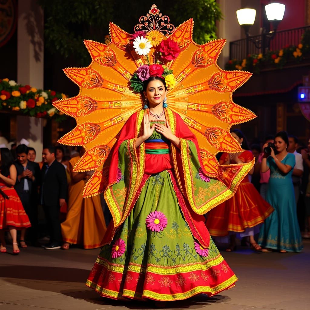 Vibrant Fiesta Poster in Mexican Art Style