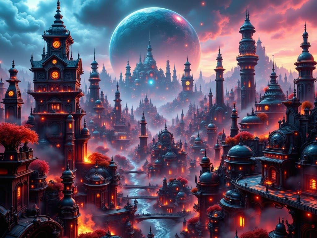 Exoplanet Metropolis in Splash Art Style