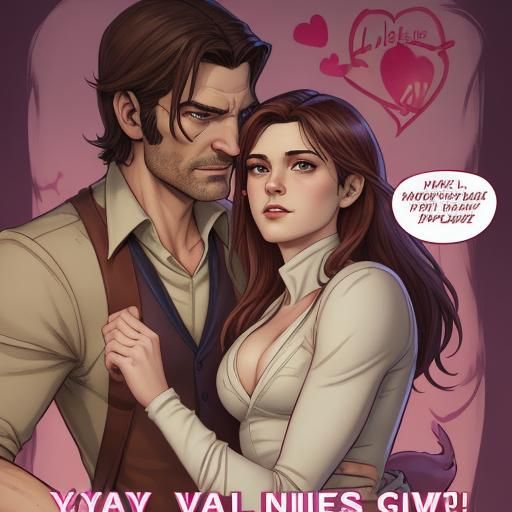 Comic Book Style Valentine's Scene