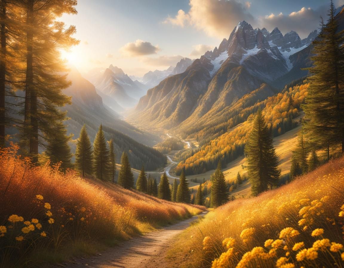 Hyperrealistic Mountain Wallpaper in 16k Resolution