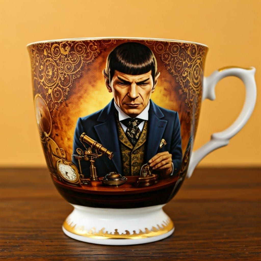 Steampunk Spock Teacup in Jules Verne Style