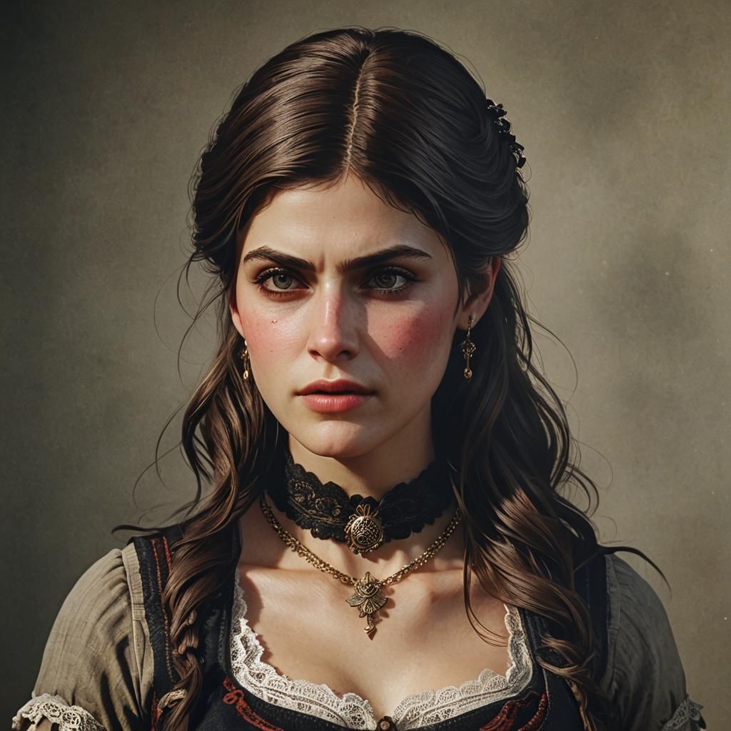 Beautiful Woman in Red Dead Redemption 2 Style