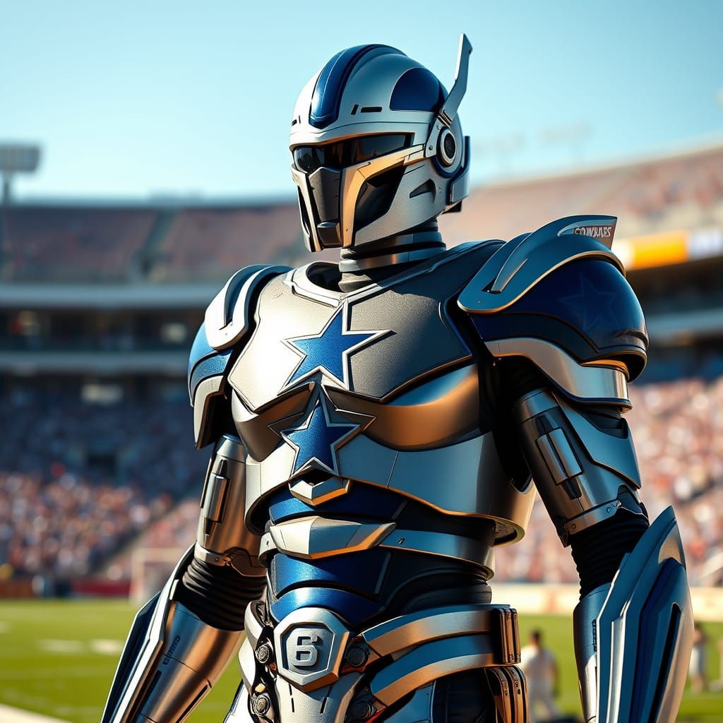 Cybernetic Warrior in Dallas Cowboys Armor