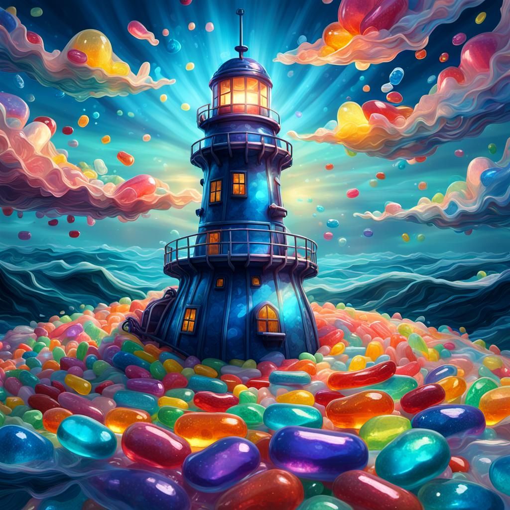 Futuristic Gummy Submarine Dives into a Vibrant Jelly Bean S...