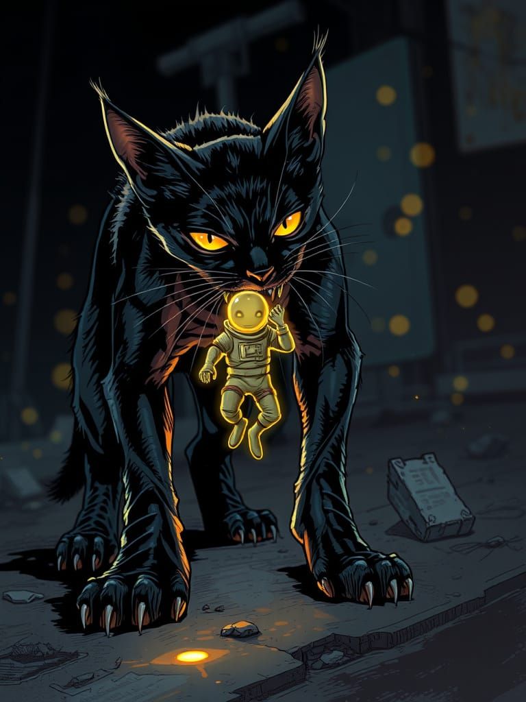 Cyberpunk Alien Hunter Captures Intergalactic Foe