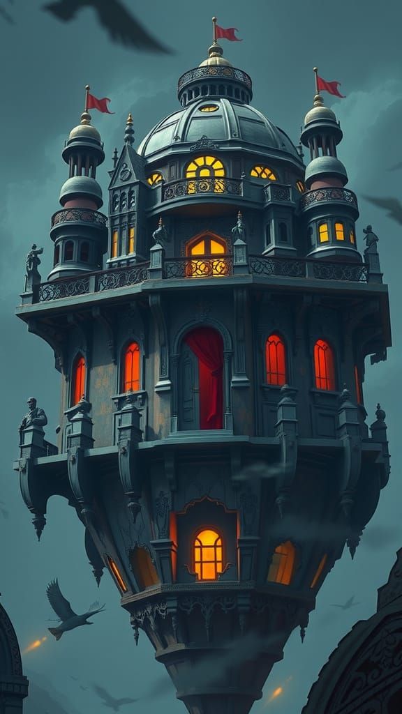 Ornate Floating Prison Tower Concept Art