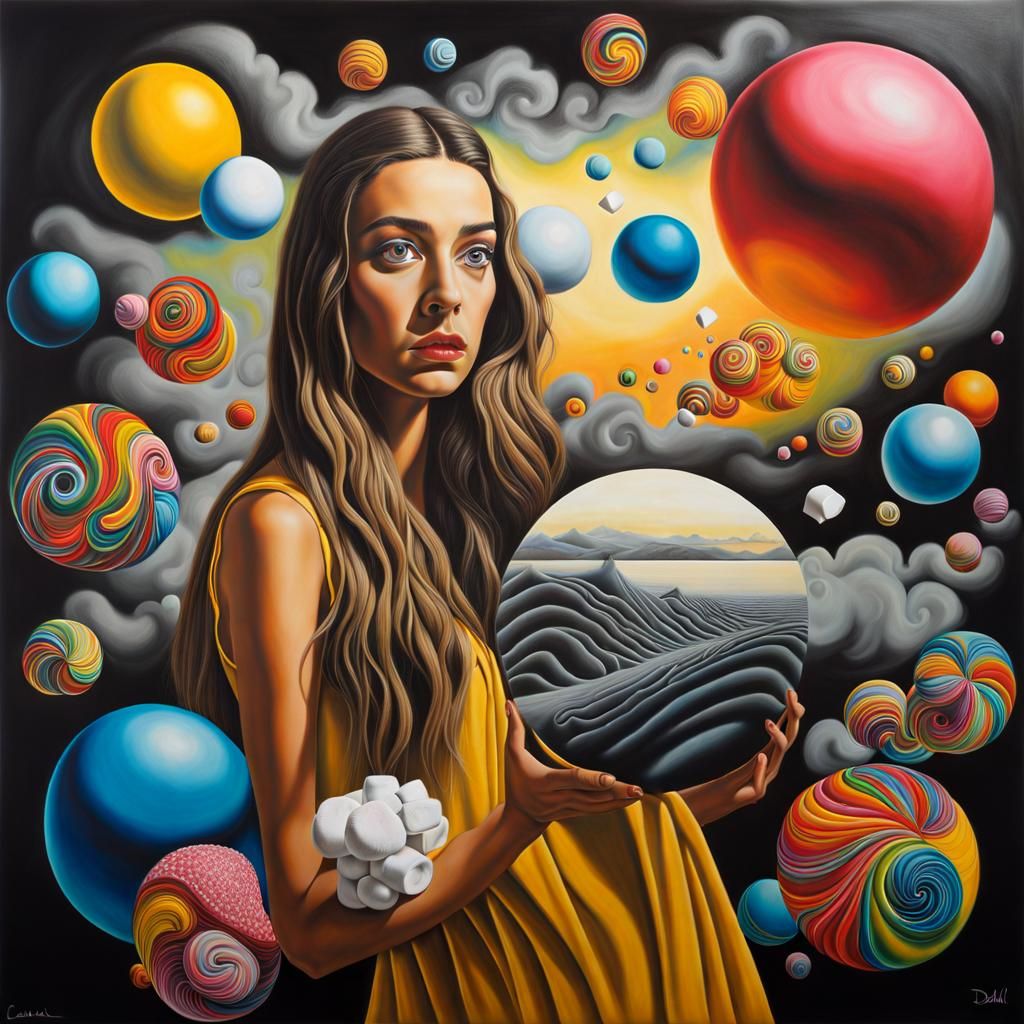 Hyperrealistic Woman with Marshmallow Eyes in Surrealist Sty...