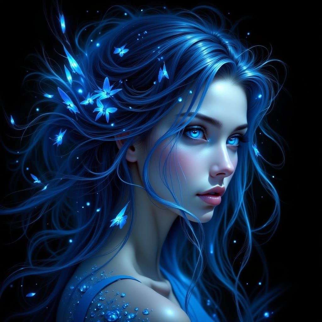 Bioluminescent Woman Portrait in Ethereal Style