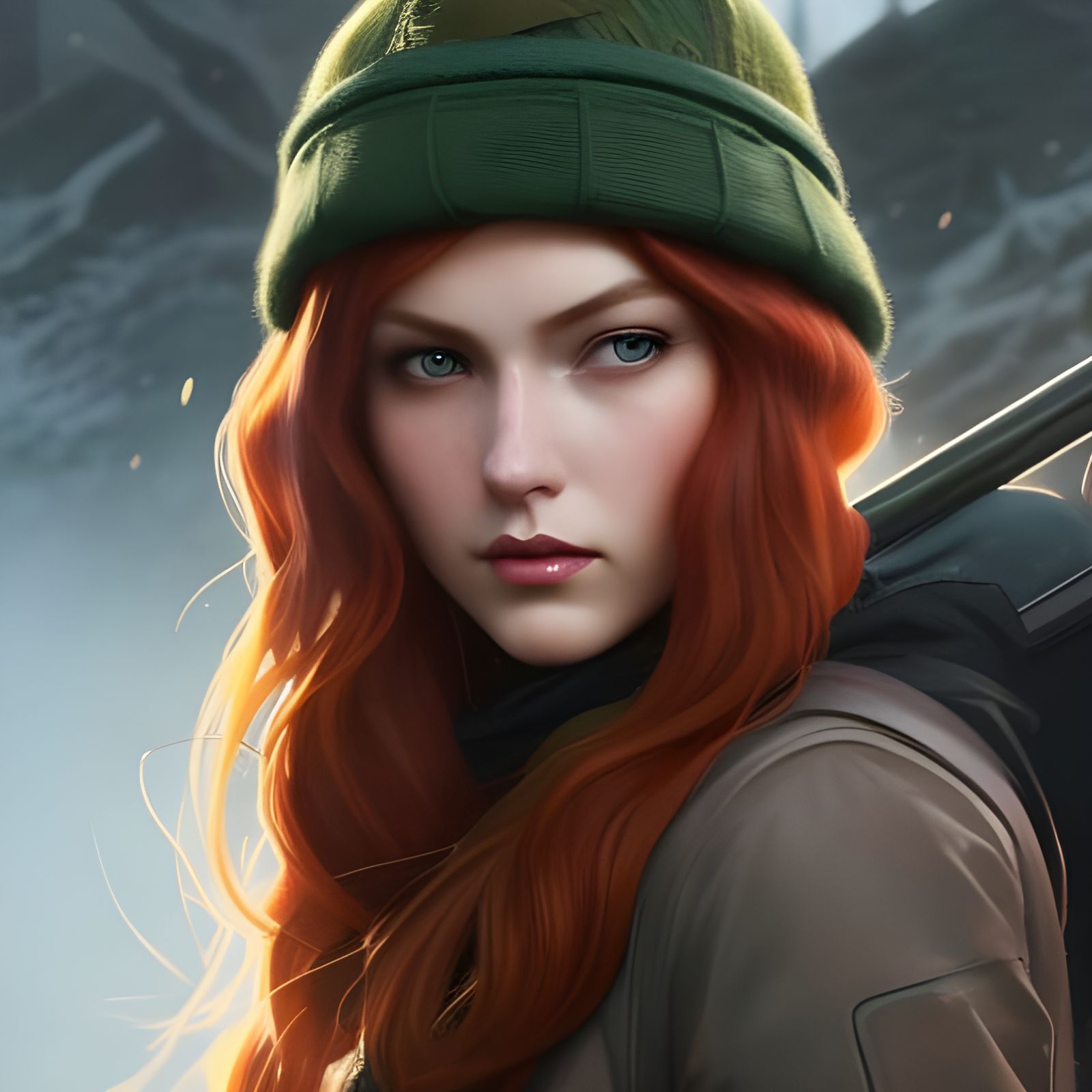 Redhead with Beanie, Hyperdetailed Portrait in Unreal Engine