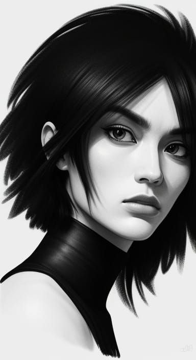 Minimalist Ink Portrait with Expressive Shading