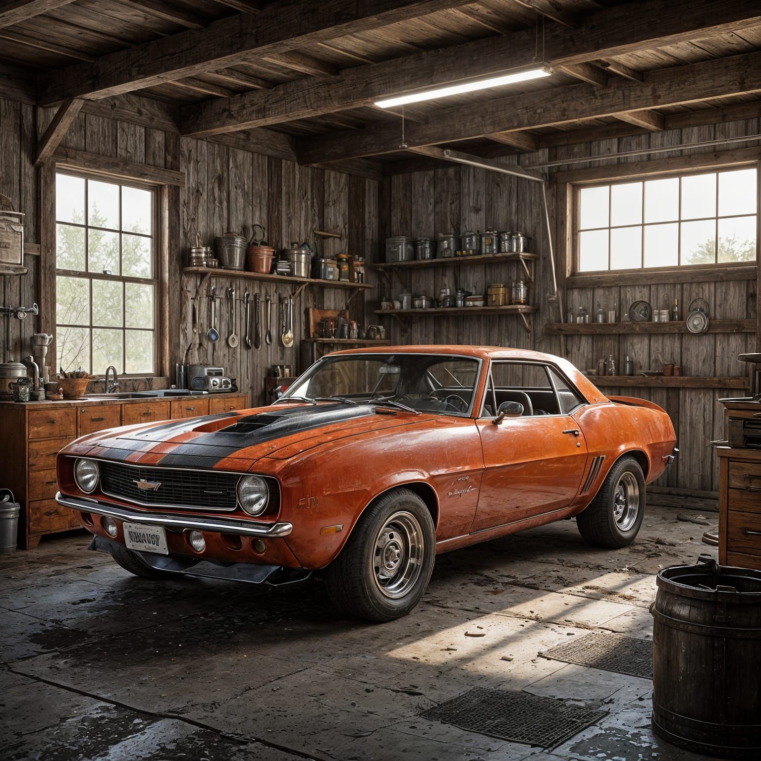 Rusty Camaro in Dusty Garage Concept Art