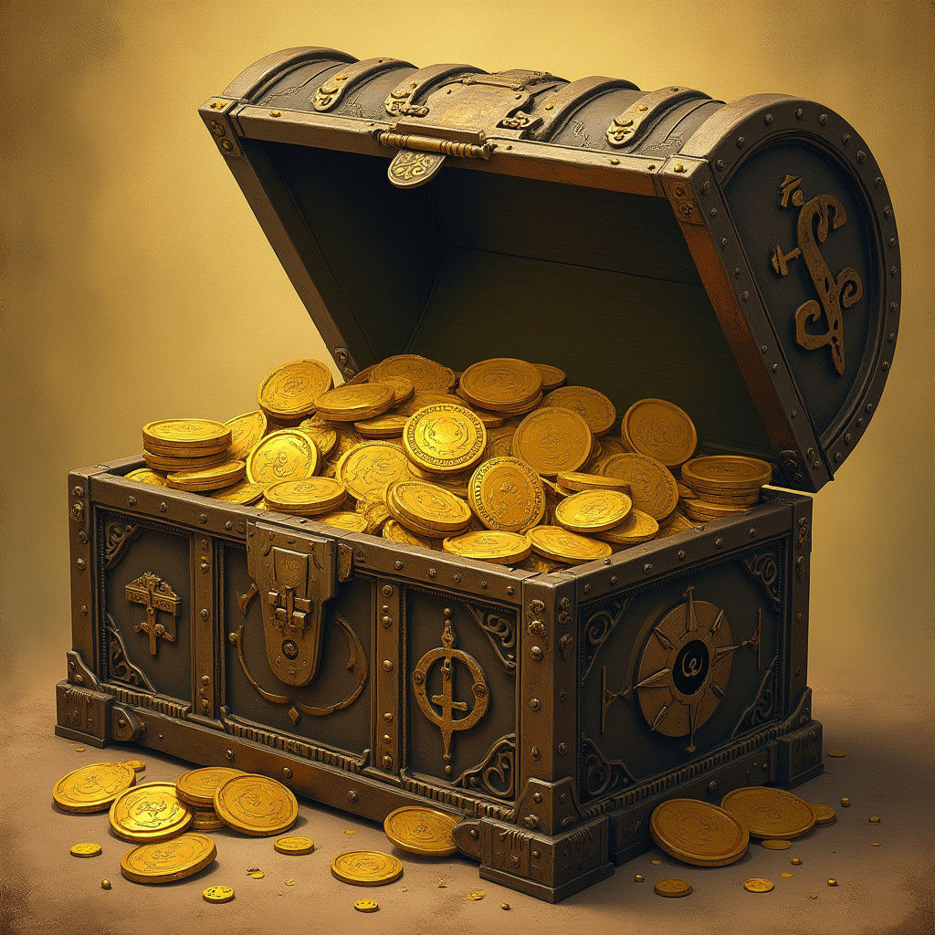 Treasure Chest Overflowing with Gold and Jewels