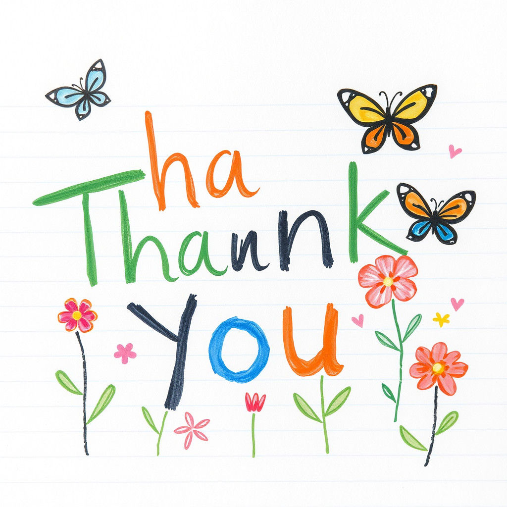 Handwritten Thank You Note with Flowers