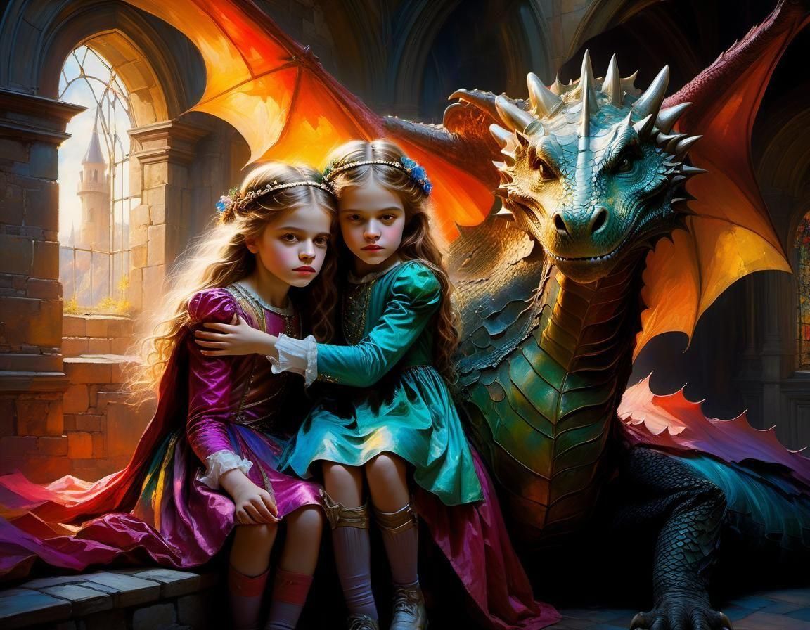 Captive Twin Princesses in a Dragon's Castle