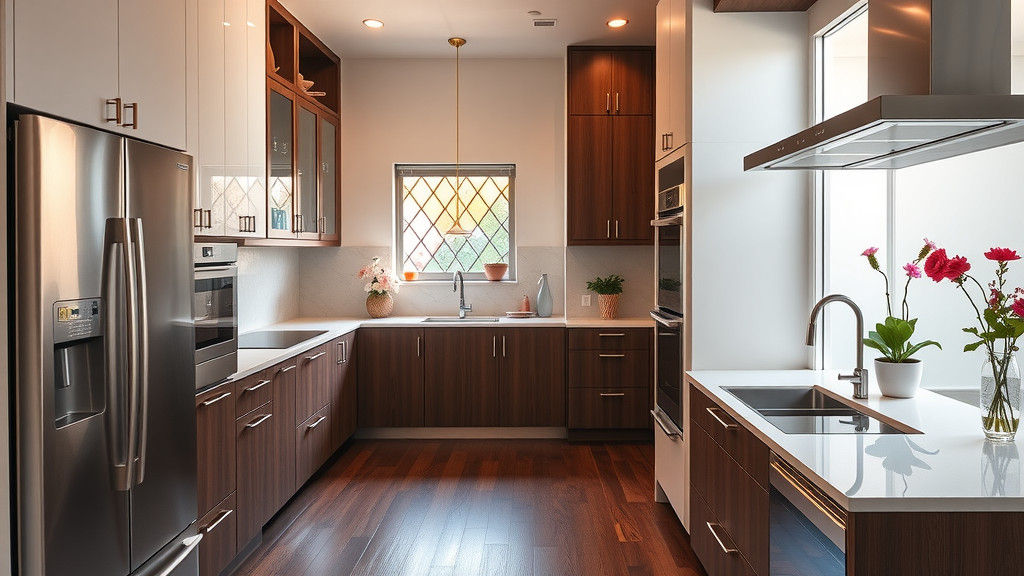 Luxury Modern Kitchen with Stained Glass Window