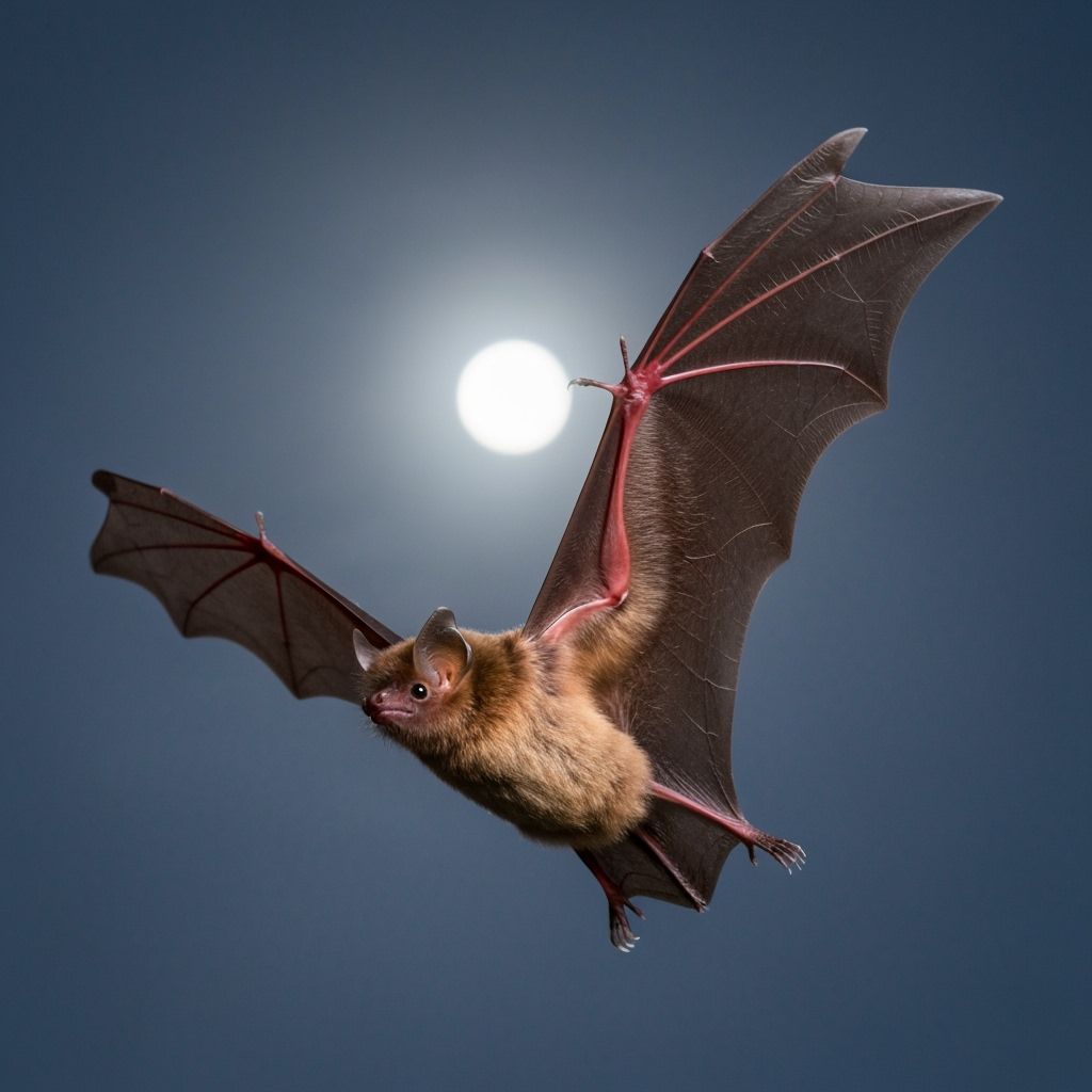 Realistic Brown Bat in Flight at Twilight