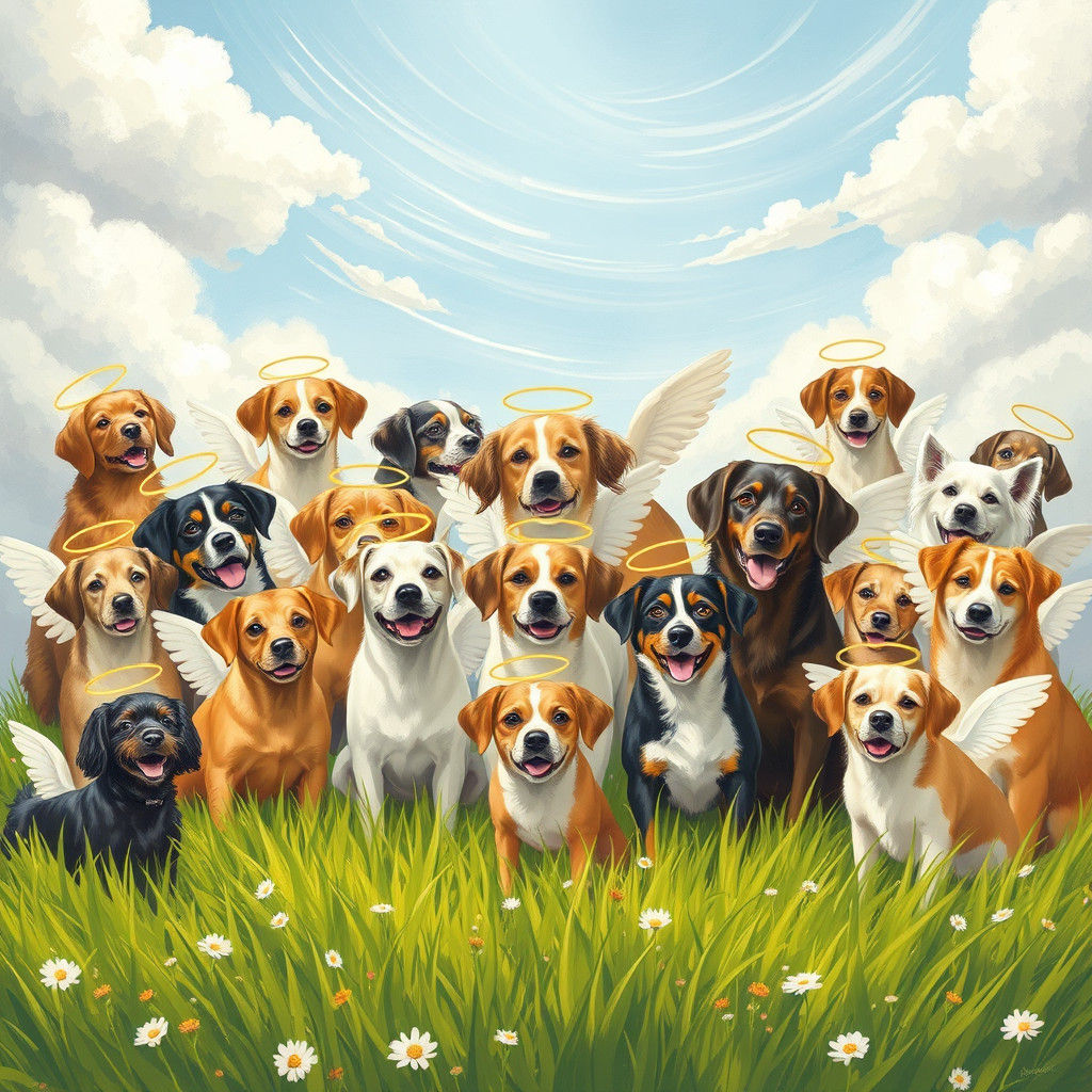 Heavenly Dogs: A Whimsical Gathering of Breeds