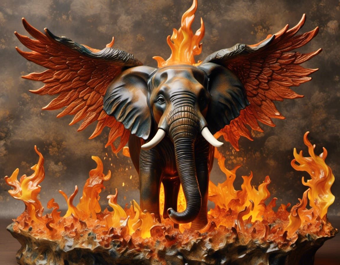 fire elephant with wings Ceramic