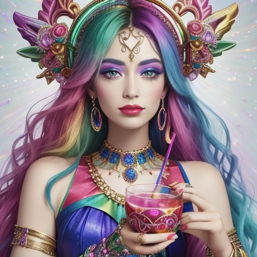 Rainbow Gods' Fantasy Celebration in Vibrant Colors