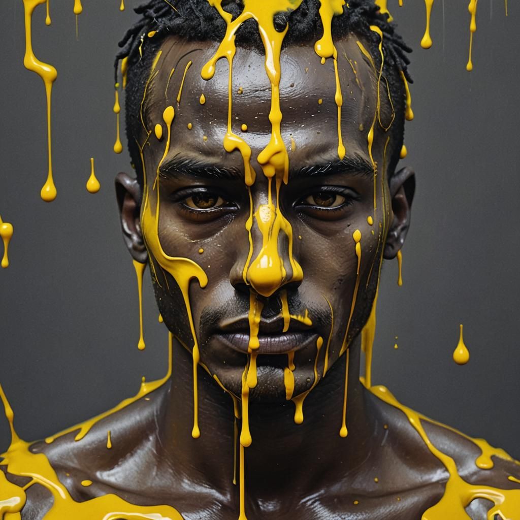 Surreal Portrait with Yellow Liquid, Pop Surrealism