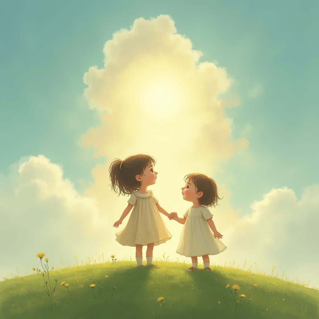 Sisters Gaze Longingly at Their Baby Brother in Heaven