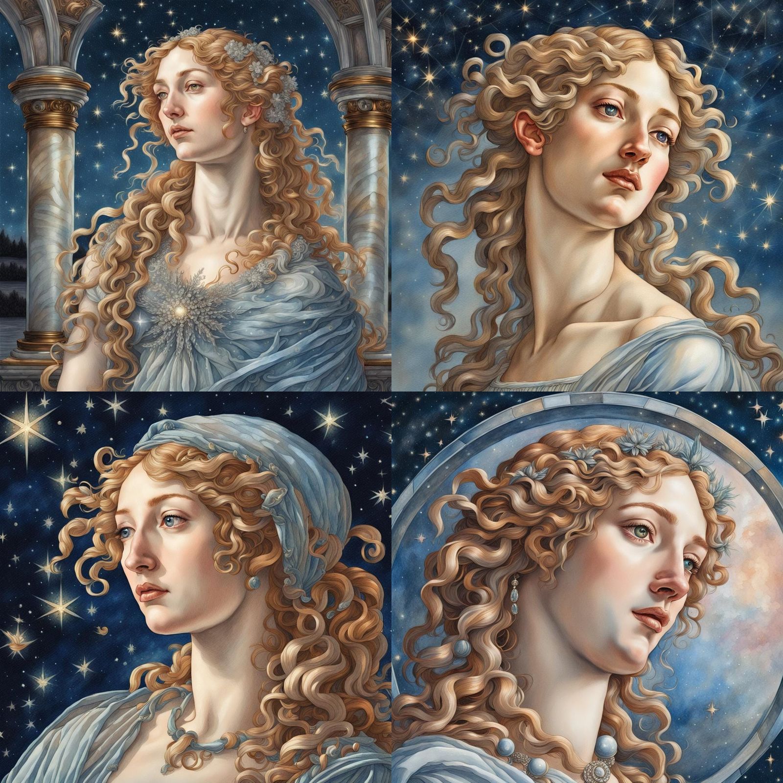 Botticelli Venus Portrait Under Starry Sky