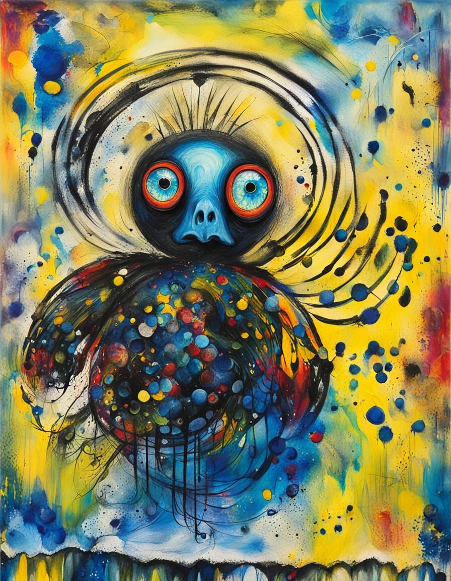 Expressionist Painting of a Three-Eyed Angelic Figure