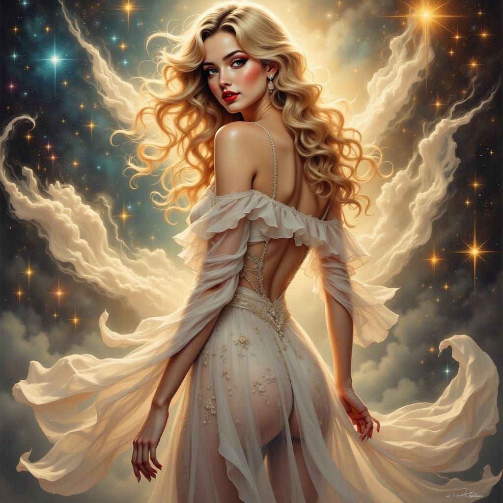 a beautiful blonde full body <lora:Pinup Flux:1.0> haired wo...