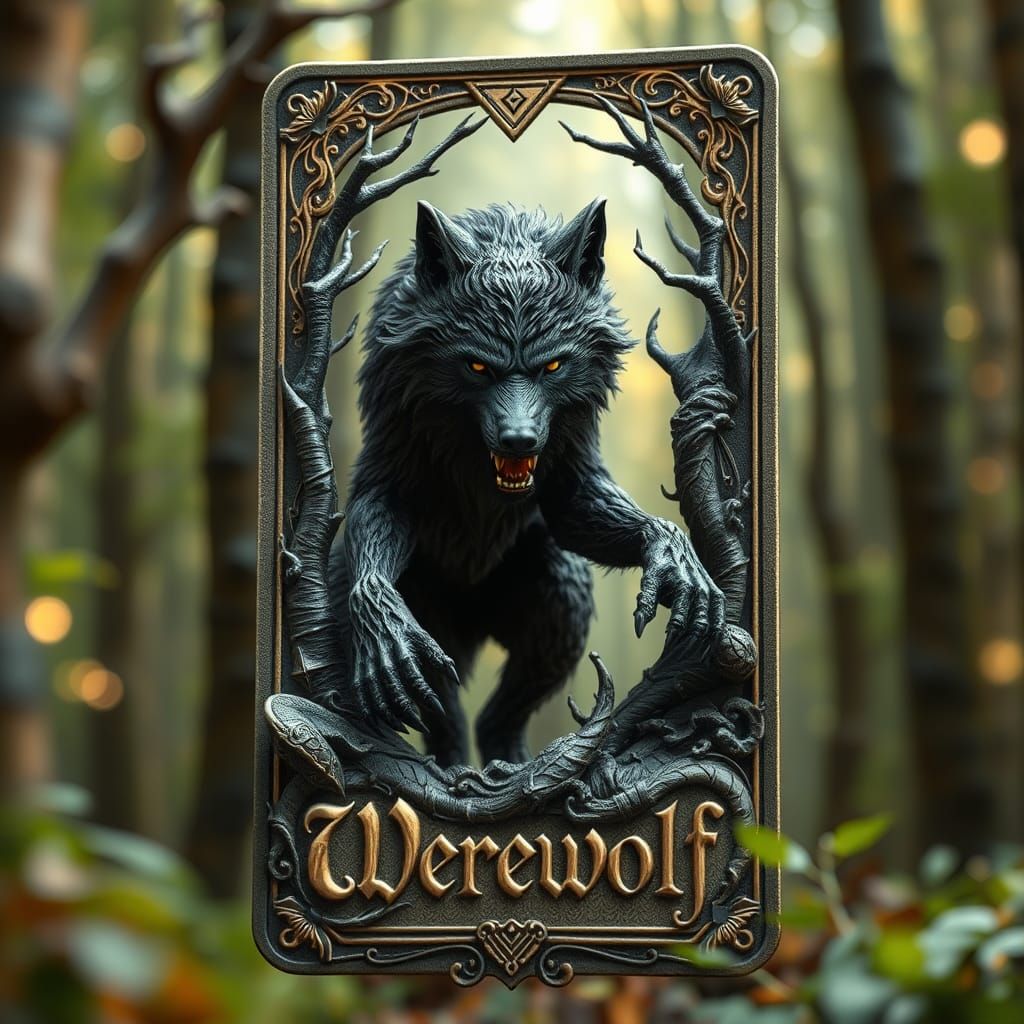 Werewolf Emerges from Tarot Card in 3D Fantasy Art