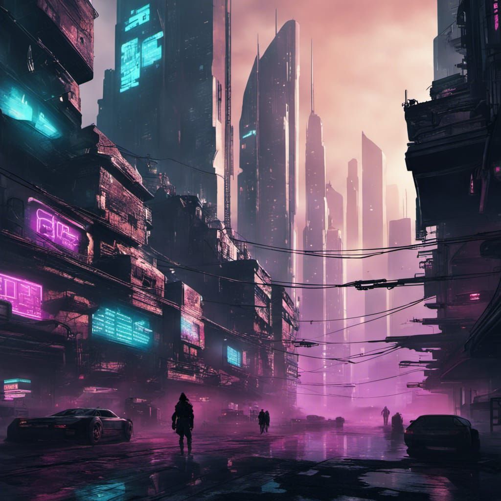 Cyberpunk Cityscape with Neon Lights