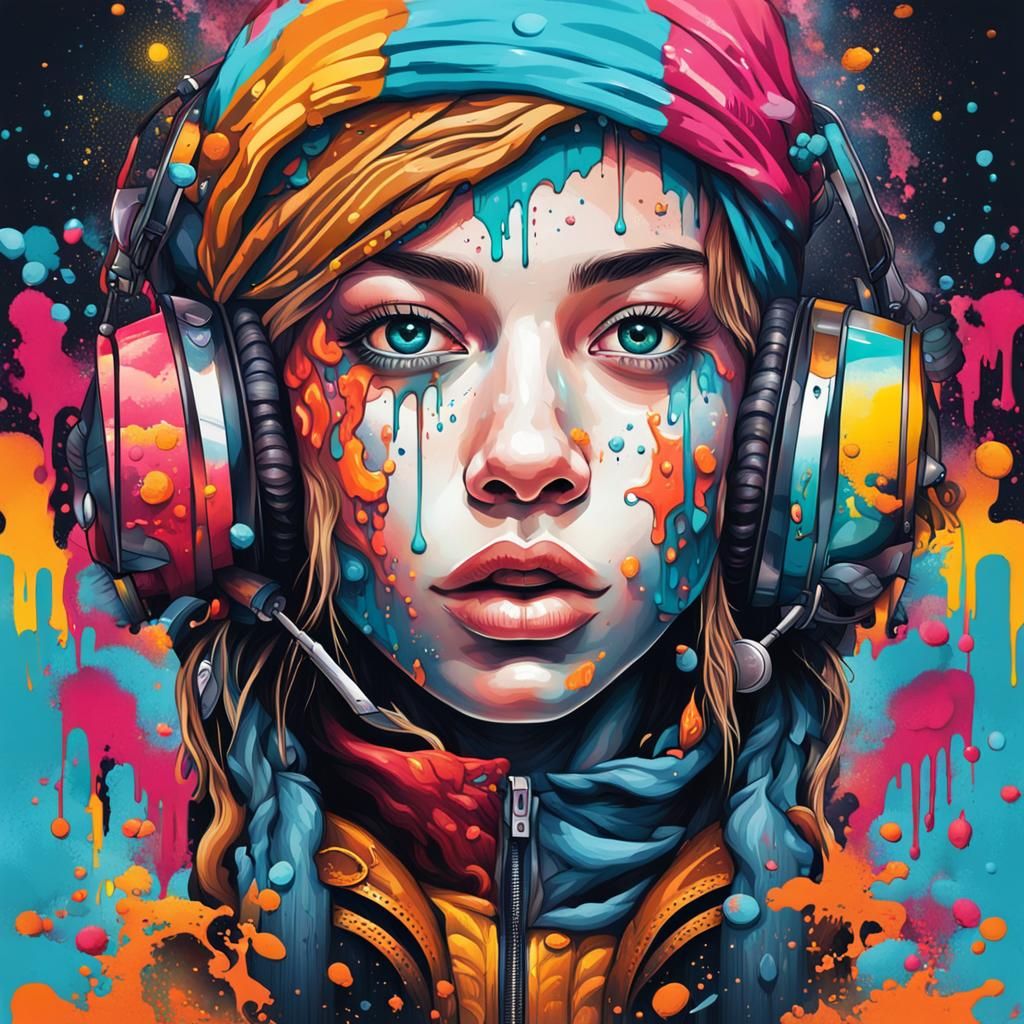 Divine Proportion Graffiti Art of a Delicate Female