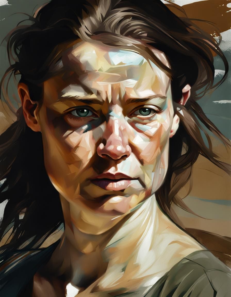 Pregnant Woman Walks on Beach in Maximalist Digital Art