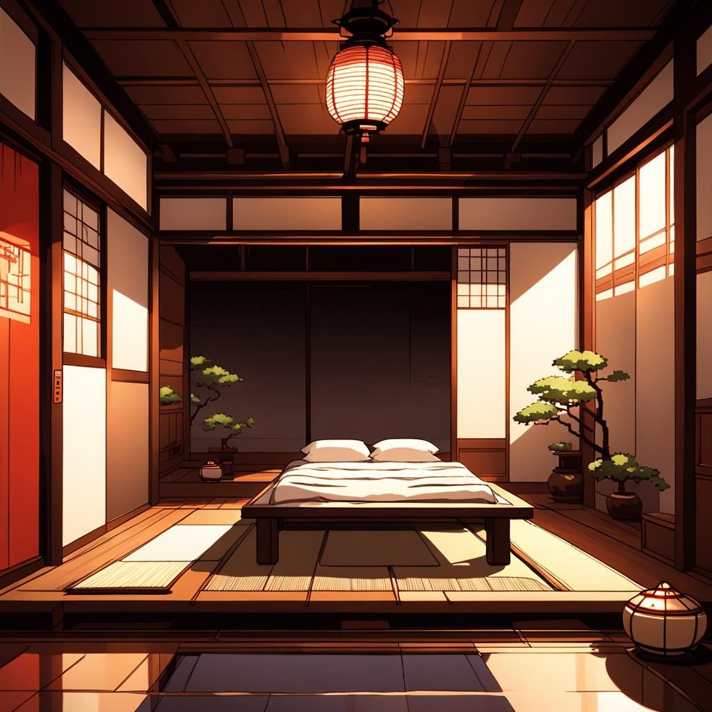 8-Bit Pixel Bedroom in Japanese Bathhouse: Anime Style