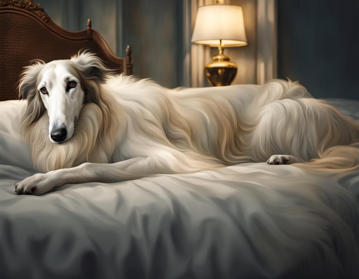 Borzoi Dog Resting: Digital Illustration with Soft Lighting