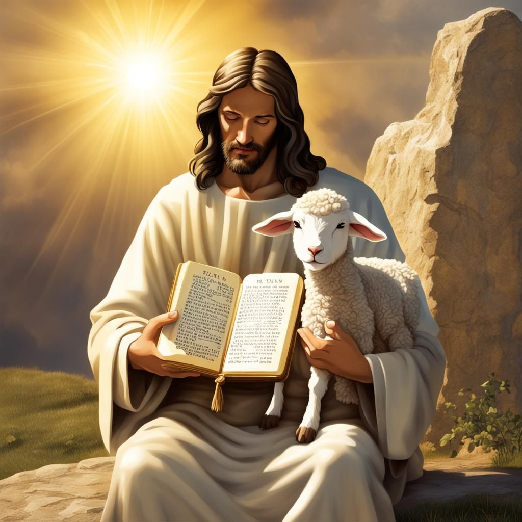 Jesus Christ with Lamb and Ten Commandments