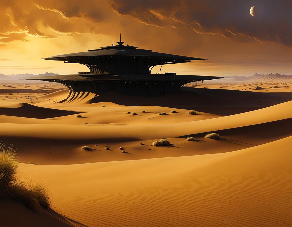 Grimdark Desert Landscape in Frazetta Style