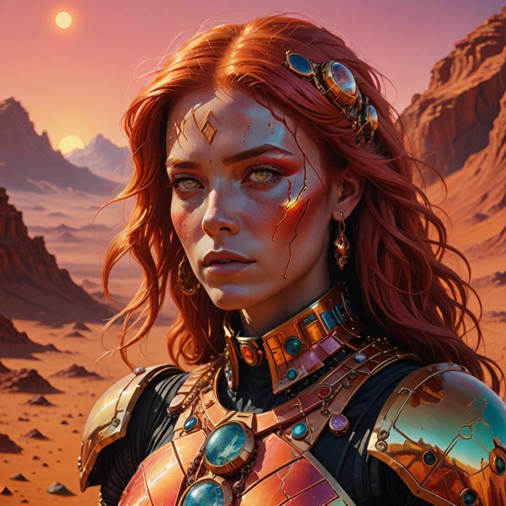 Love Enchantress on Mars in Surrealist Style