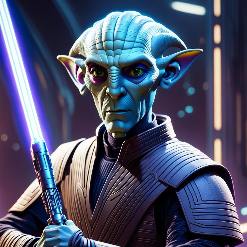 Cardassian Jedi Warrior with Lightsaber in 3D Style