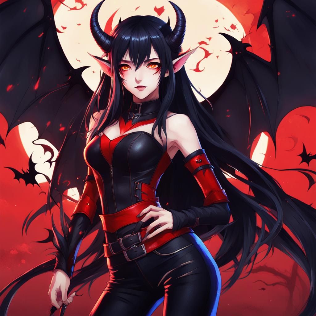 Anime Succubus Ranger with Elegant Tattoos