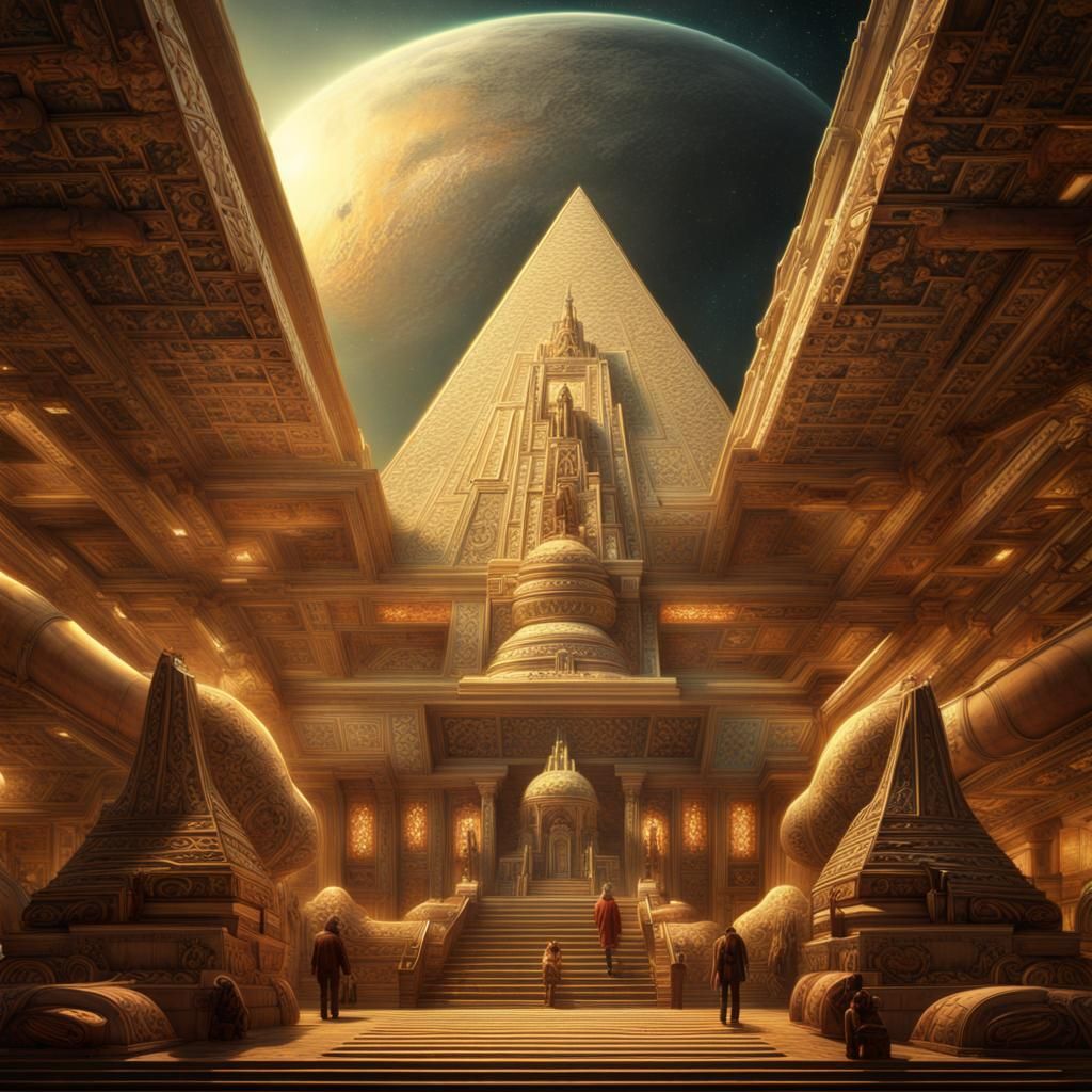 Retro Space Pyramid in Art Deco Style